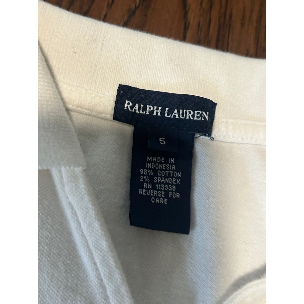 Ralph Lauren Girls White Pique Wrap Polo Dress Blue Pony Size 5 - Picture 3 of 5